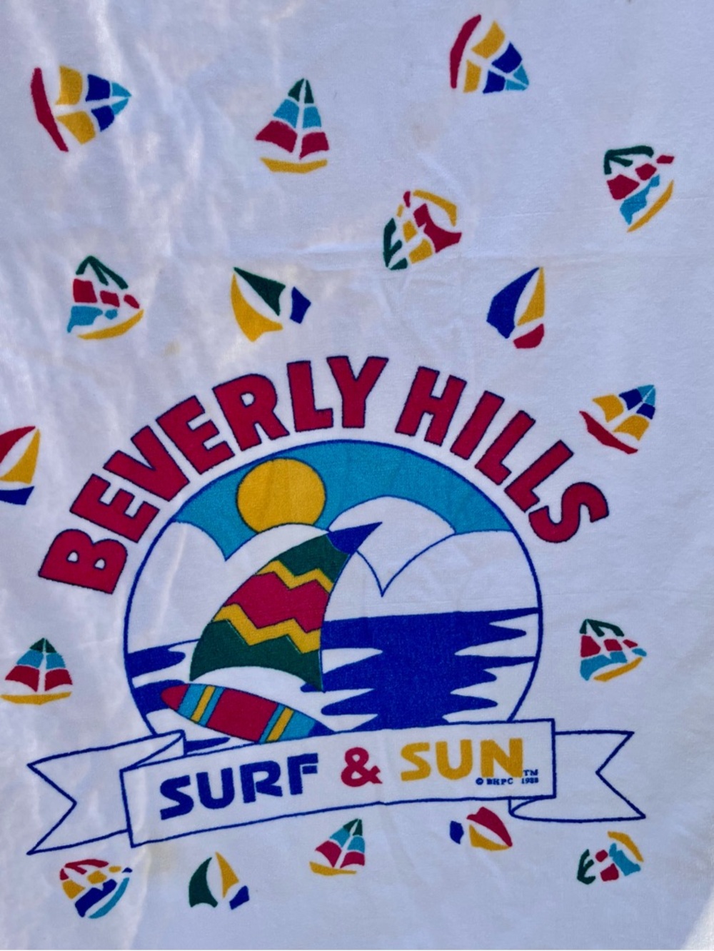 Beach Towel Beverly Hills Surf & Sun  Polo Club Vintage Sailboard Sailboat BHPC